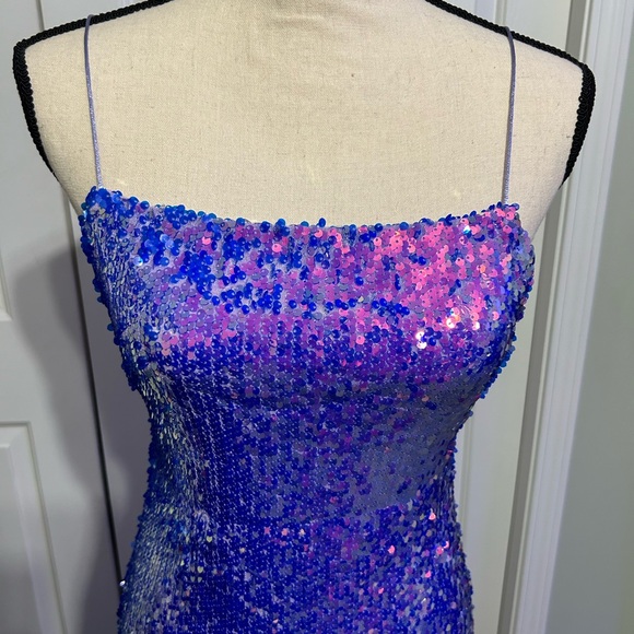 Forever 21 Purple Iridescent Sequin Backless Mini Dress Medium - Picture 2 of 6